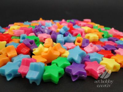 Margele colorate din plastic - stelute - 100gr