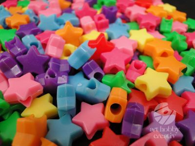 Margele colorate din plastic - stelute - 100gr
