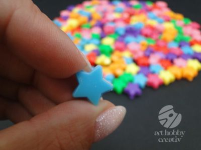 Margele colorate din plastic - stelute - 100gr