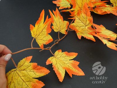Ghirlanda cu frunze artificiale - platan portocaliu - 180cm