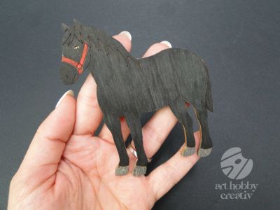 Figurina din placaj lemn cal - 10cm