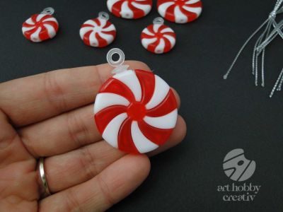 Decor bomboana rasucita de Craciun set/6buc