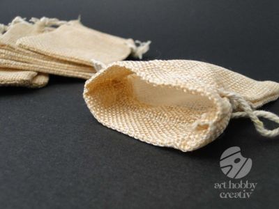 Saculet iuta sintetic natur 9cm - set/10buc