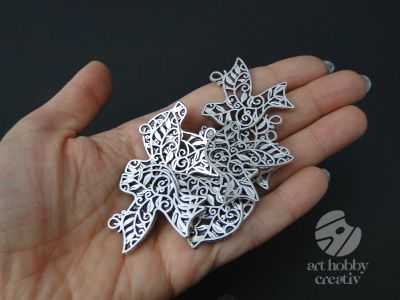 Charm argintiu - porumbelul pacii 3,5cm - set/10buc