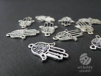 Charm argintiu mana - fatimei, Hamsa - 2,5cm - set/10buc