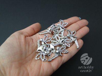 Charm argintiu - zana 4cm - set/10buc