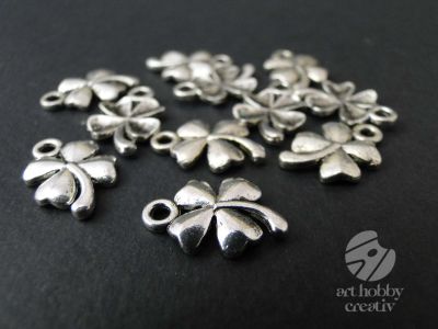 Charm argintiu - trifoi 1,5cm - set/10buc