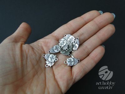 Charm argintiu - bufnita - 2cm set/10buc