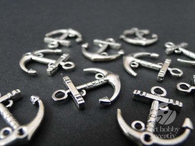Charm argintiu - ancora nautica 2cm - set/10buc.