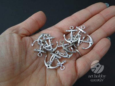 Charm argintiu - ancora nautica 2cm - set/10buc.