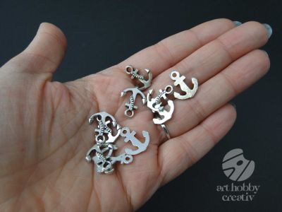 Charm argintiu - ancora 1,5cm - set/10buc