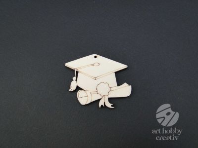 Figurina lemn - toca de absolvire cu diploma 5cm