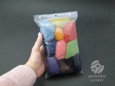 Lana natur color pentru paslare 50 gr - set/10culori