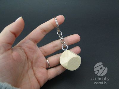 Breloc din lemn - cub 2,5cm
