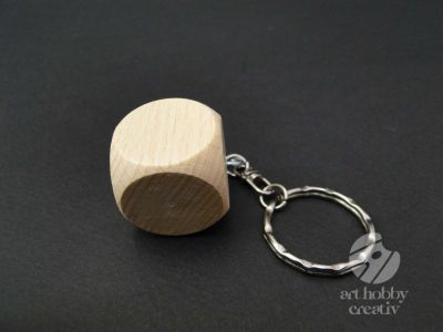 Breloc din lemn - cub 2,5cm