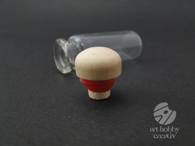 Sticluta mini cu dop din lemn si garnitura cauciuc 50mm