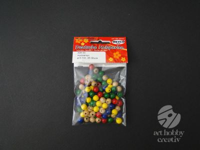 Margele lemn multicolor Ø8mm - 85buc/set