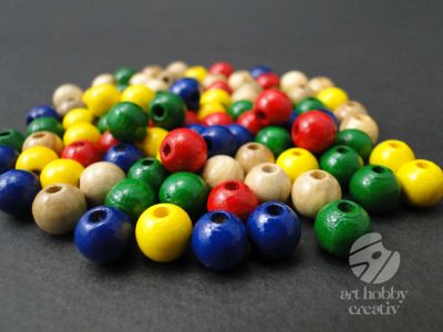 Margele lemn multicolor Ø8mm - 85buc/set