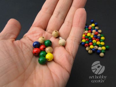 Margele lemn multicolor Ø8mm - 85buc/set