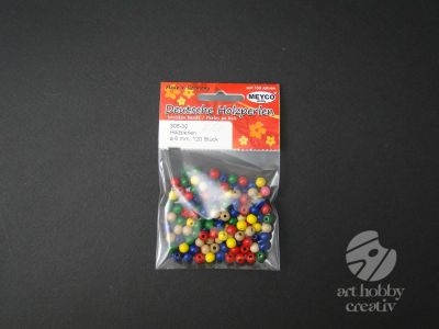 Margele lemn multicolor Ø6mm - 120buc/set