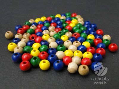 Margele lemn multicolor Ø6mm - 120buc/set