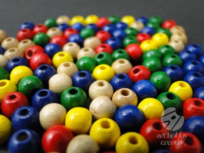 Margele lemn multicolor Ø6mm - 120buc/set