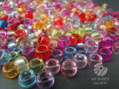 Margele colorate din plastic - transparente - 100gr