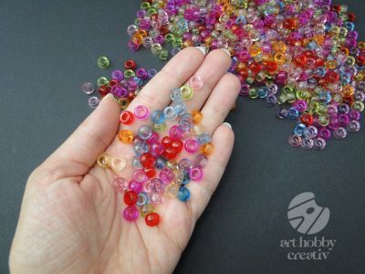 Margele colorate din plastic - transparente - 100gr