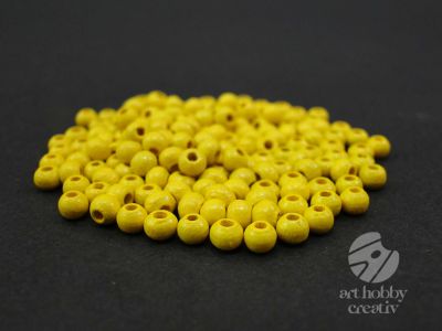 Margele lemn rotunde - galben Ø4mm set/165buc