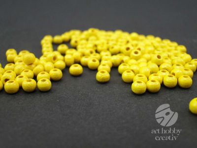 Margele lemn rotunde - galben Ø4mm set/165buc
