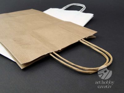 Sacose din hartie kraft 30cm alb/natur