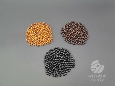 Margele lemn rotunde Ø6mm dif. nuante - 50gr/pach