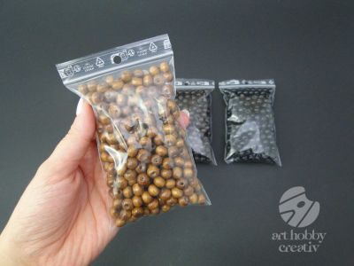 Margele lemn rotunde Ø6mm dif. nuante - 50gr/pach