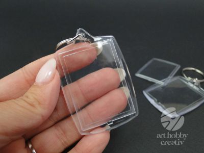 Breloc transparent - dreptunghiular 6cm