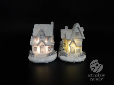Casuta decor iluminat din interior - alb dif. modele