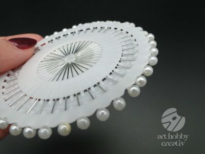 Ace cu cap din plastic alb 3,5cm - set/40buc
