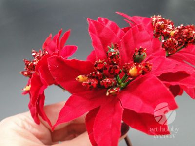 Craciunita artificiala - rosu glitterat 18cm