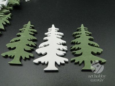 Figurine mini din lemn - bradulet 5cm set/24cm