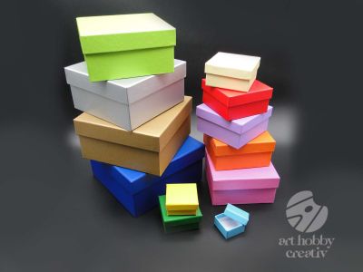 Cutii carton patrate - color set/12buc