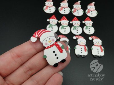 Figurine mini din lemn - om de zapada set/12buc