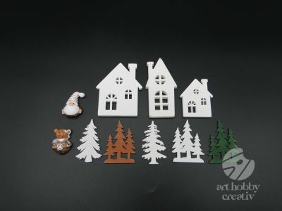 Ornament de craciun din lemn - dif. forme set/11buc