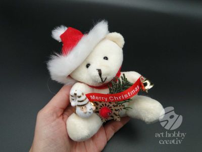 Ursulet de plus cu caciula - Merry Christmas 13cm