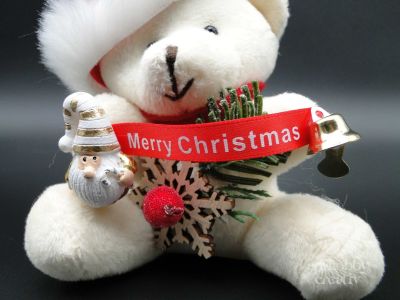 Ursulet de plus cu caciula - Merry Christmas 13cm