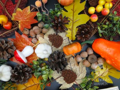 Pachet decor toamna cu dovleac, frunza, ghinda, con de brad