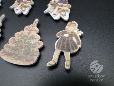 Figurina lemn - craciun vintage set/6buc