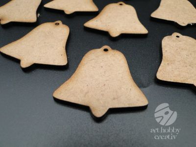 Figurina de craciun - clopotel mdf 4cm - set/10buc