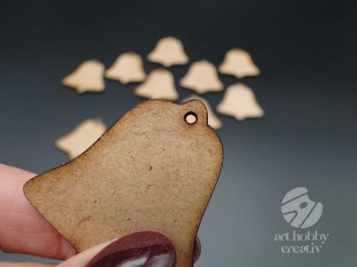 Figurina de craciun - clopotel mdf 4cm - set/10buc