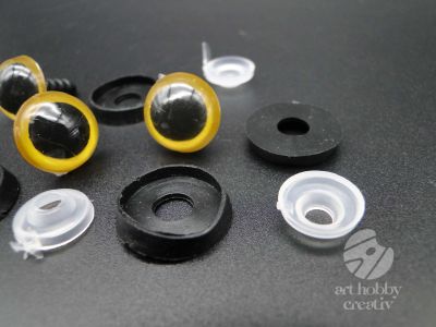 Ochisori din plastic pentru animale - galben Ø12mm - Set/2 perechi