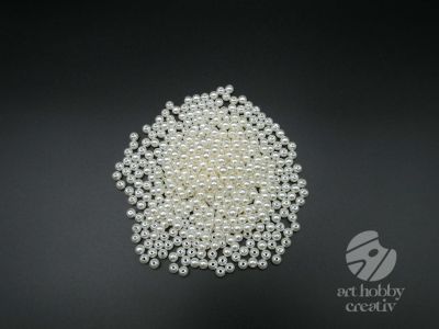 Margele plastic - alb galbui perlat Ø8mm