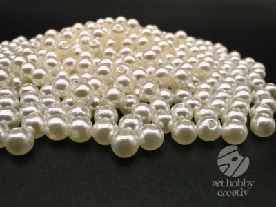 Margele plastic - alb galbui perlat Ø8mm